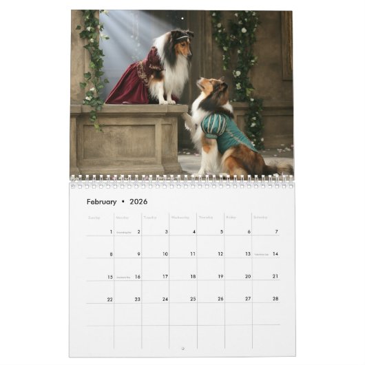 Sheltie Calendar カレンダー (2月 2026)