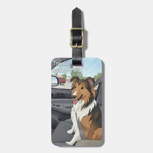 Sheltie cartoon ラゲッジタグ (正面縦)