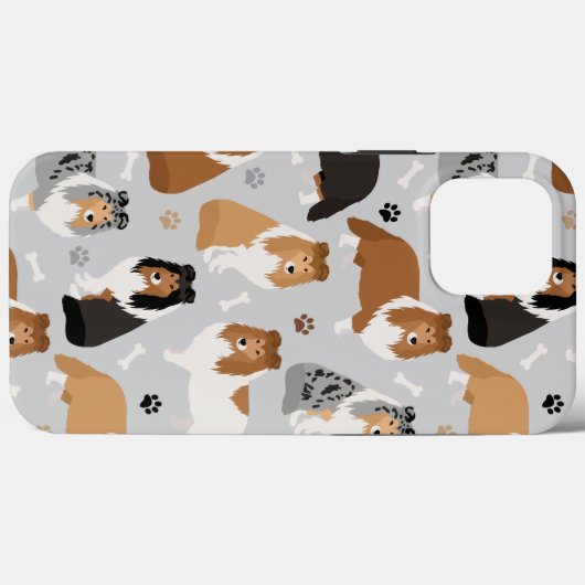 Sheltie Dog Bones and Paws Case-Mate iPhone Case iPhoneケース (裏面 (横))