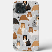 Sheltie Dog Bones and Paws Case-Mate iPhone Case iPhoneケース (裏面)