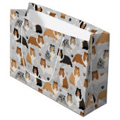 Sheltie Dog Bones and Paws Large Gift Bag ラージペーパーバッグ (正面アングル)