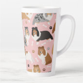 Sheltie Dog Bones and Paws Latte Mug カフェラテマグ (右)