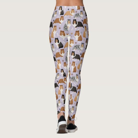 Sheltie Dog Bones and Paws Leggings レギンス (裏面)