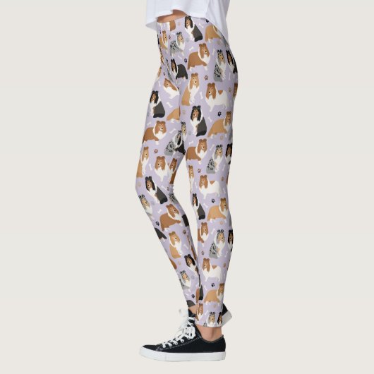 Sheltie Dog Bones and Paws Leggings レギンス (左)