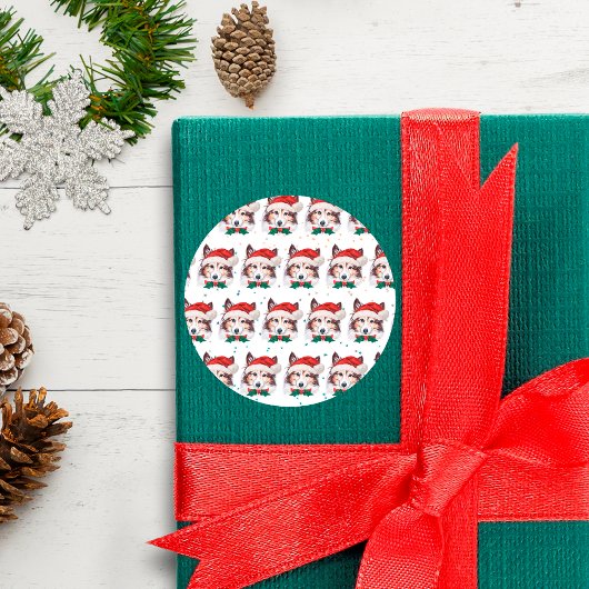 Sheltie Dog Breed Christmas Stars ラウンドシール