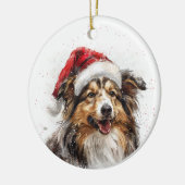 Sheltie Dog Christmas Personalized セラミックオーナメント (左)
