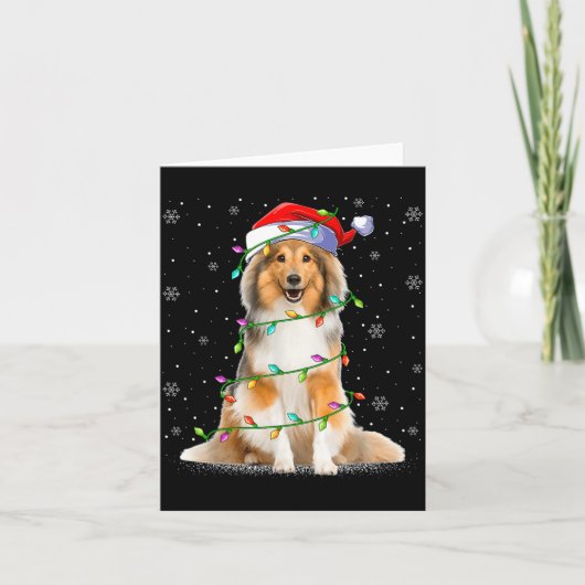 Sheltie Dog Lover Xmas Lighting Santa Sheltie Chri カード (正面)