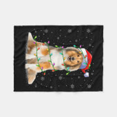 Sheltie Dog Lover Xmas Lighting Santa Sheltie Chri フリースブランケット (正面(横))