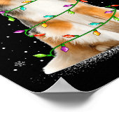 Sheltie Dog Lover Xmas Lighting Santa Sheltie Chri ポスター (角)