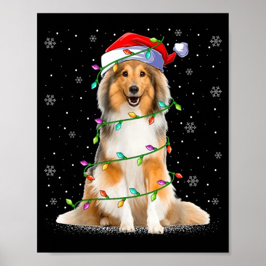 Sheltie Dog Lover Xmas Lighting Santa Sheltie Chri ポスター (正面)