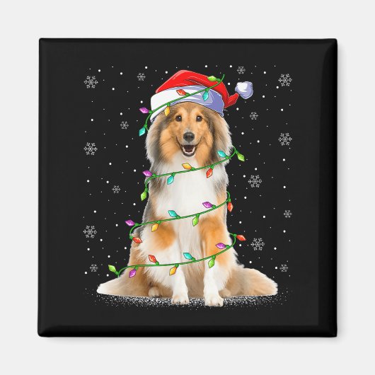 Sheltie Dog Lover Xmas Lighting Santa Sheltie Chri マグネット (正面)