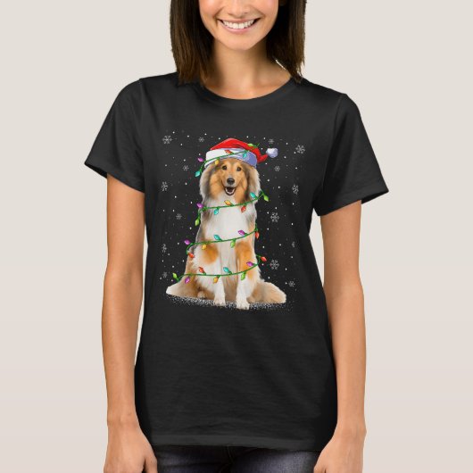 Sheltie Dog Lover Xmas Lighting Santa Sheltie Chri Tシャツ (正面)