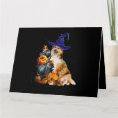 Sheltie Dog Witch And Pumpkins Halloween Thanksgiv カード (正面)