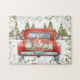 Sheltie Family in Red Truck Christmas ジグソーパズル