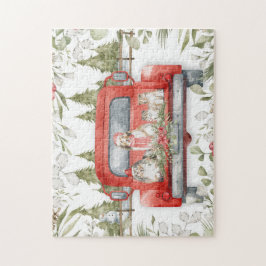 Sheltie Family in Red Truck Christmas  ジグソーパズル