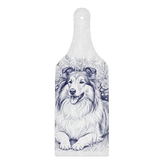 Sheltie & Flowers カッティングボード (正面)