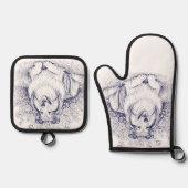 Sheltie & Flowers Sketch 鍋つかみ&鍋敷きセット (正面)