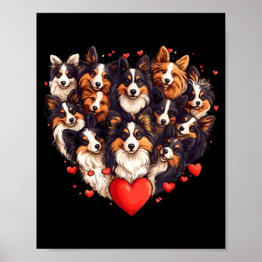 Sheltie Heart-shaped Cute Sheltie Dog Lover Men Wo ポスター (正面)