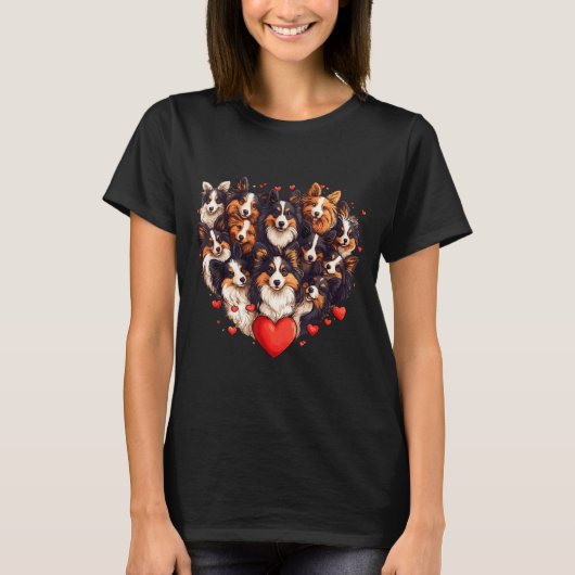 Sheltie Heart-shaped Cute Sheltie Dog Lover Men Wo Tシャツ (正面)