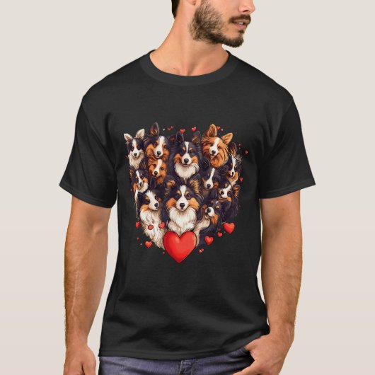 Sheltie Heart-shaped Cute Sheltie Dog Lover Men Wo Tシャツ (正面)