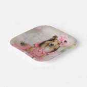 Sheltie in pink dress ペーパープレート (傾斜あり)