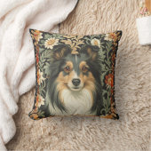 Sheltie or Collie Dog in William Morris Style クッション (ブランケット)