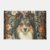 Sheltie or Collie Dog in William Morris Style ドアマット (正面)