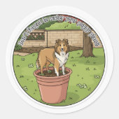 Sheltie potted plant ラウンドシール (正面)