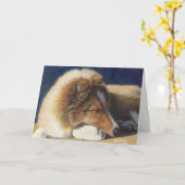 Sheltie Shetland Sheepdog Greeting Card カード (黄色い花)