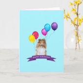 Sheltie Shetland Sheepdog Happy Birthday Card カード (黄色い花)