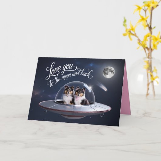 Sheltie Valentine Card カード (黄色い花)