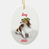 Sheltie with Holly Ornament セラミックオーナメント (裏面)
