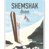 Shemshakイランのスキーのポスター。 シール (正面)