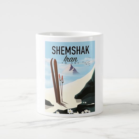 Shemshakイランのスキーのポスター。 ジャンボコーヒーマグカップ (正面)