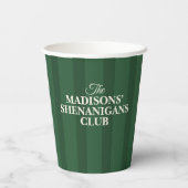 Shenanigan Family Name Green Stripes 紙コップ (裏面)