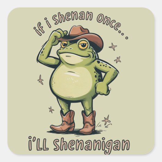 Shenanigan Funny Mental Health Frog  スクエアシール (正面)