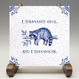 SHENANIGAN Raccoon Fine Delft Blue Dutch Style  タイル