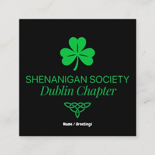 Shenanigan Society Dublin Chapter Vintage Heritage スクエア名刺 (正面)