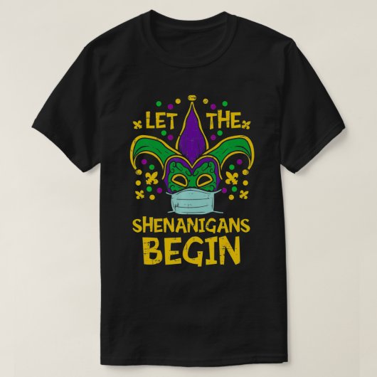 Shenanigans Begin Face Mask Mardi Gras Quarantine  Tシャツ (デザイン正面)