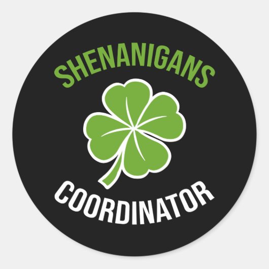 Shenanigans Coordinator St Patrick's Day ラウンドシール (正面)