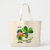Shenanigans Leprechaun Shamrock St Patrick’s Day ラージトートバッグ (正面)