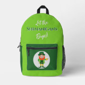 Shenanigans Leprechaun St Patrick’s Day プリントバックパック (正面)