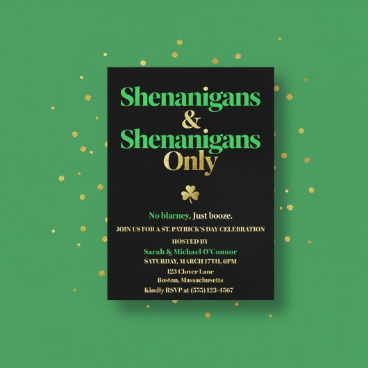 Shenanigans & Shenanigans のみ St. Patrick's Day 招待状