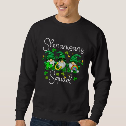 Shenanigans Squad Cute Gnomes rainbow Happy St Pat スウェットシャツ (正面)
