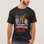 Shenanigans Squad Gnomes Buffalo Plaid Red Christm Tシャツ (正面)