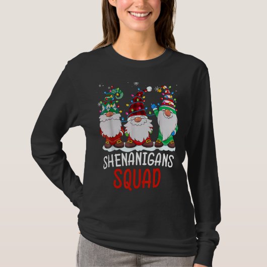 Shenanigans Squad Gnomes Lights Christmas Pajamas  Tシャツ (正面)