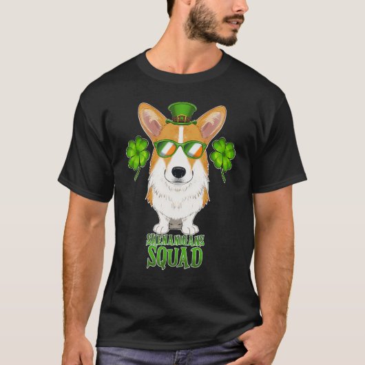 Shenanigans Squad I St Patricks Day Welsh Corgi Tシャツ (正面)