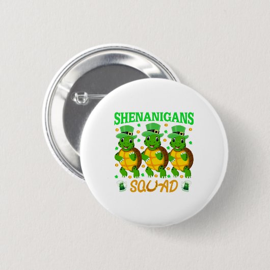 Shenanigans Squad St. Patrick�s Day Cute Turtle 缶バッジ (正面&裏面)