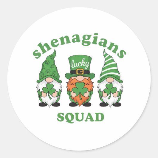 Shenanigans Squad St. Patrick's Day Gnomes Round S ラウンドシール (正面)