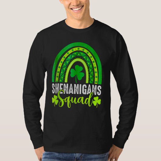 Shenanigans Squad St Patrick's Day Rainbow Shamroc Tシャツ (正面)